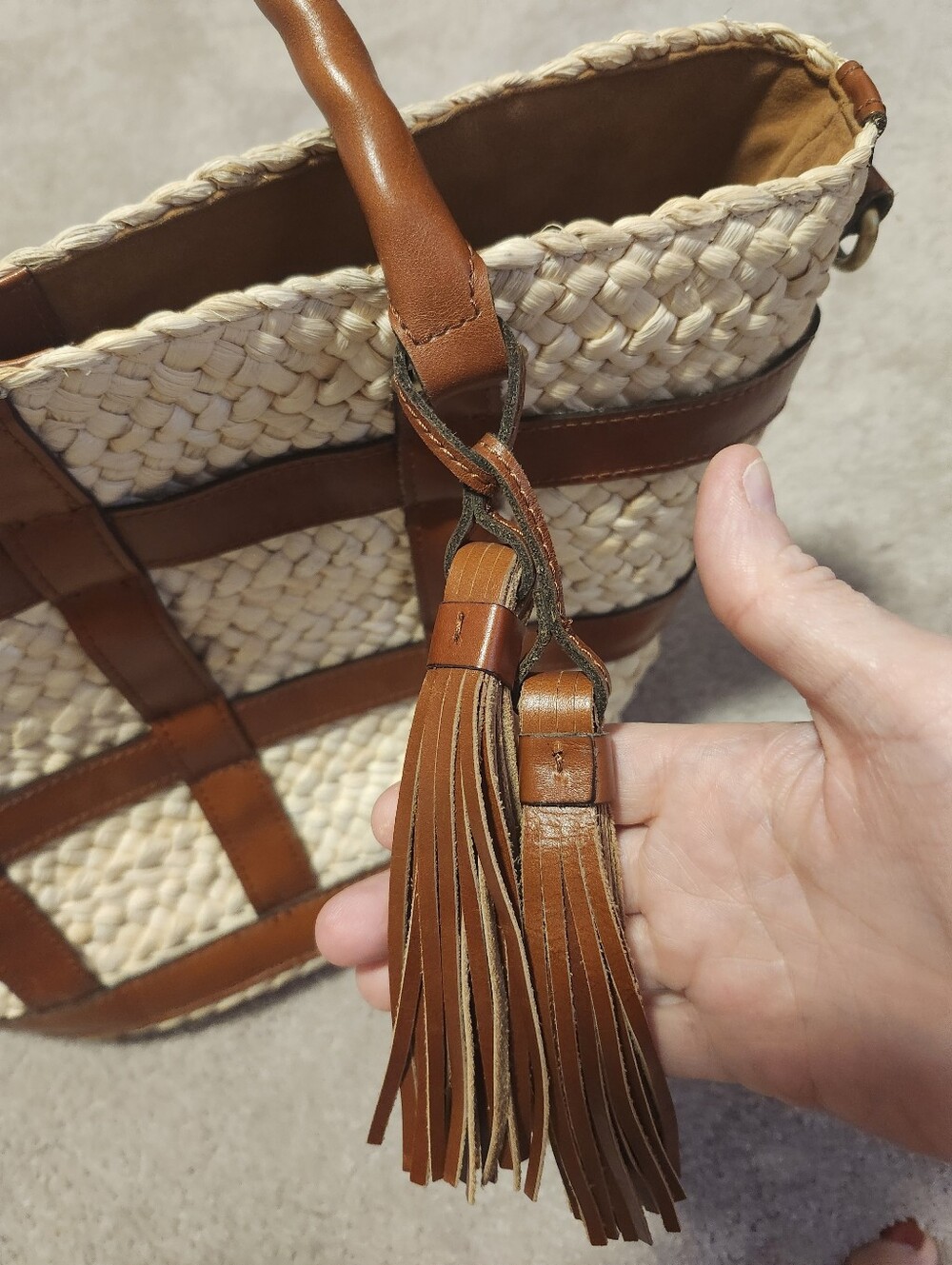 Patricia Nash Leather & Straw Woven Tote Purse EUC - Picture 9 of 10